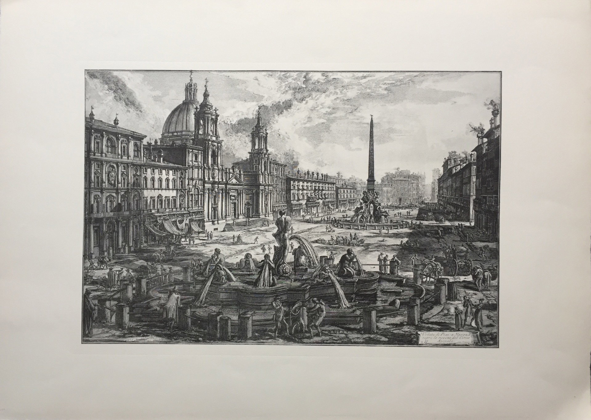 "Ansicht der Piazza Navona" - Kopie aus dem 19. Jh. - Stich von Piranesi